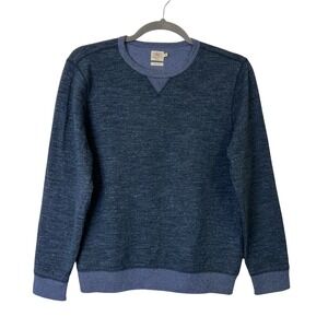 Faherty Dual Knit Crew Sweatshirt Men's Large Navy Blue Organic Cotton